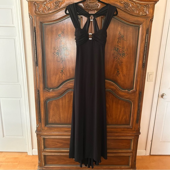 Betsy & Adam ~ new ~ Rhinestone Black Maxi Dress Evening Gown in size 6 - Picture 1 of 16